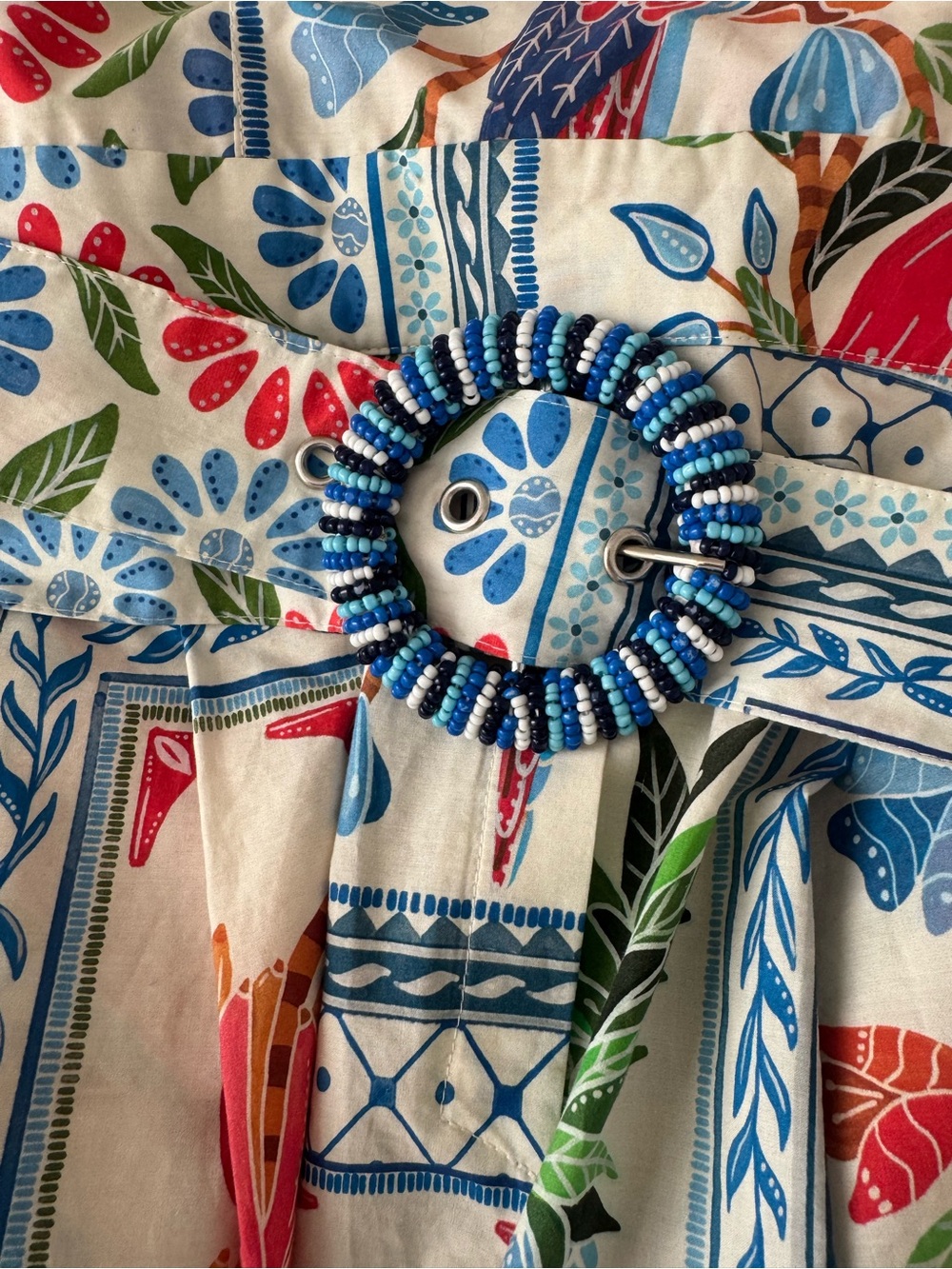 FARM Rio White Floral Parrot Printed Jumpsuit with Blue Straps - Picture 10 of 11